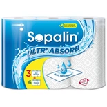 Sopalin Kitchen Towels ultra absorbant x3 rolls = 6 std rolls