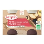 Babybio Organic Apple, prune dessert jar from 4 months 2x130g 260g
