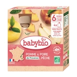 Babybio Organic Apple, pear, peach dessert pouch from 6 months 4x90g