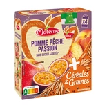 Materne Dessert gourdes apple peach passion  cereals and seeds without added sugars  4x90g