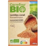 Carrefour Organic red lentils "Corail" 450g