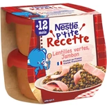 Nestle P'tite recette Green Lentils & Ham 2x200g from 12 months