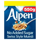 Alpen Muesli No Added Sugar 550g