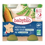 Babybio Organic Peas, sweet corn and rice small jars from 6 months 2x200g 400g