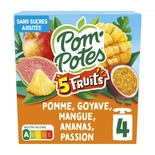Materne Pom Potes Pouches 5 fruits Apple Tropical no added sugar 4x90g