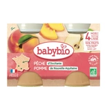 Babybio Organic Apple, peach dessert jar from 4 months 2x130g 260g