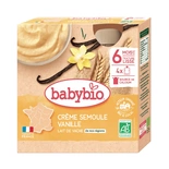 Babybio Organic Vanilla, semolina, cream dessert pouch from 6 months 4x85g