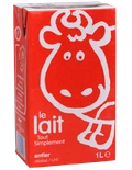 Whole milk UHT brick 6x1L