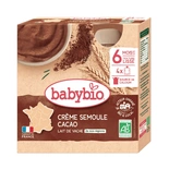 Babybio Organic Cocoa, semolina, cream dessert pouch from 8 months 4x85g