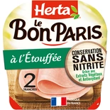 Herta Le Bon Paris ham pork rind free x2 slices nitrite-free 70g